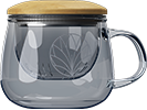 flaska teeglas angelica mit holzdeckel für tee mit strukturiertem wasser