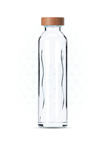stilvolle nachhaltige flaska glasflasche mit drehverschluss aus holz für wasserstrukturierung