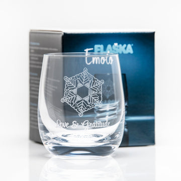 wassertrinkglas flaska emoto love and gratitude wasserkristall vor der verpackung