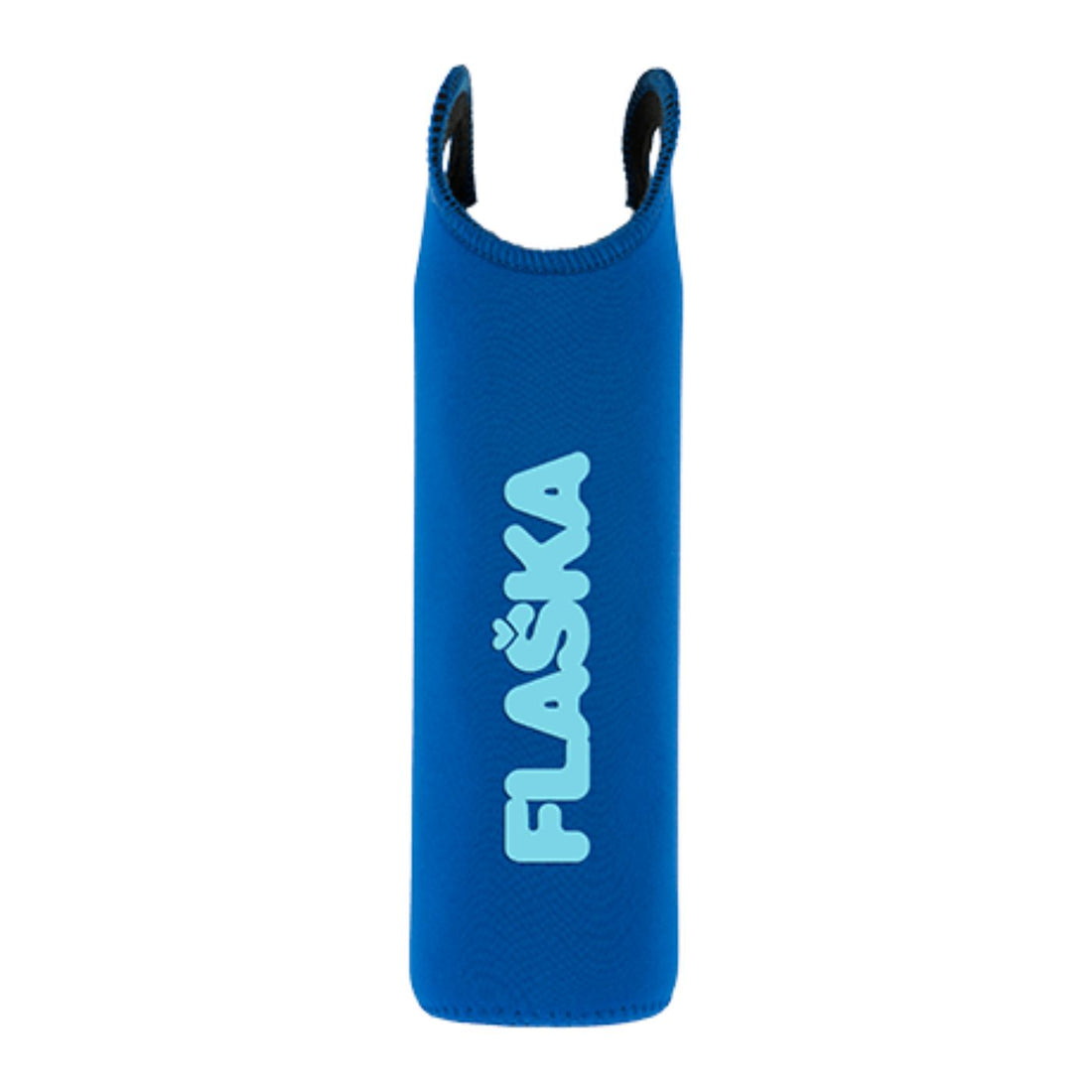 blauer neopren schutzhülle mit flaska-logo-motiv
