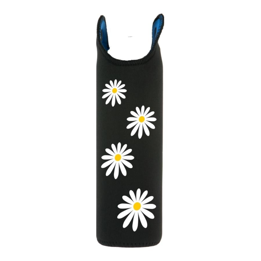 schwarze neopren schutzhülle mit gänseblümchen design