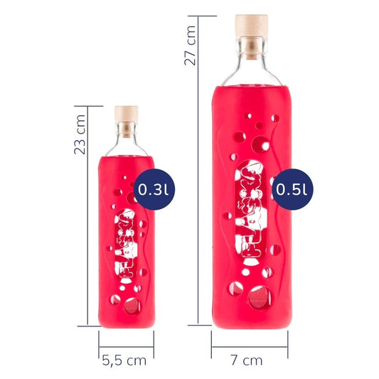 dimensionen der flaska wiederverwendbare glasflasche mit roter silikon schutzhülle mit löchern