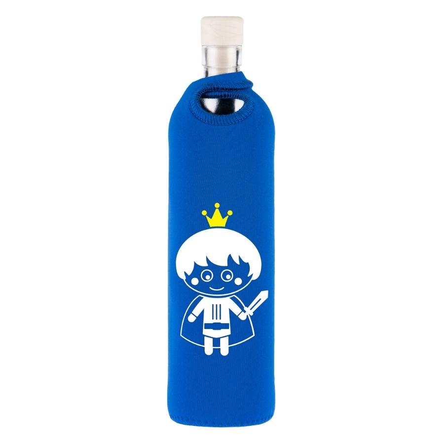 flaska wiederverwendbare glasflasche mit blauer neopren schutzhülle und prinzen design