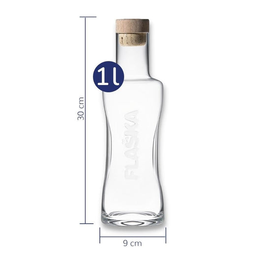 dimensionen von flaska vodan 1l glaskrug