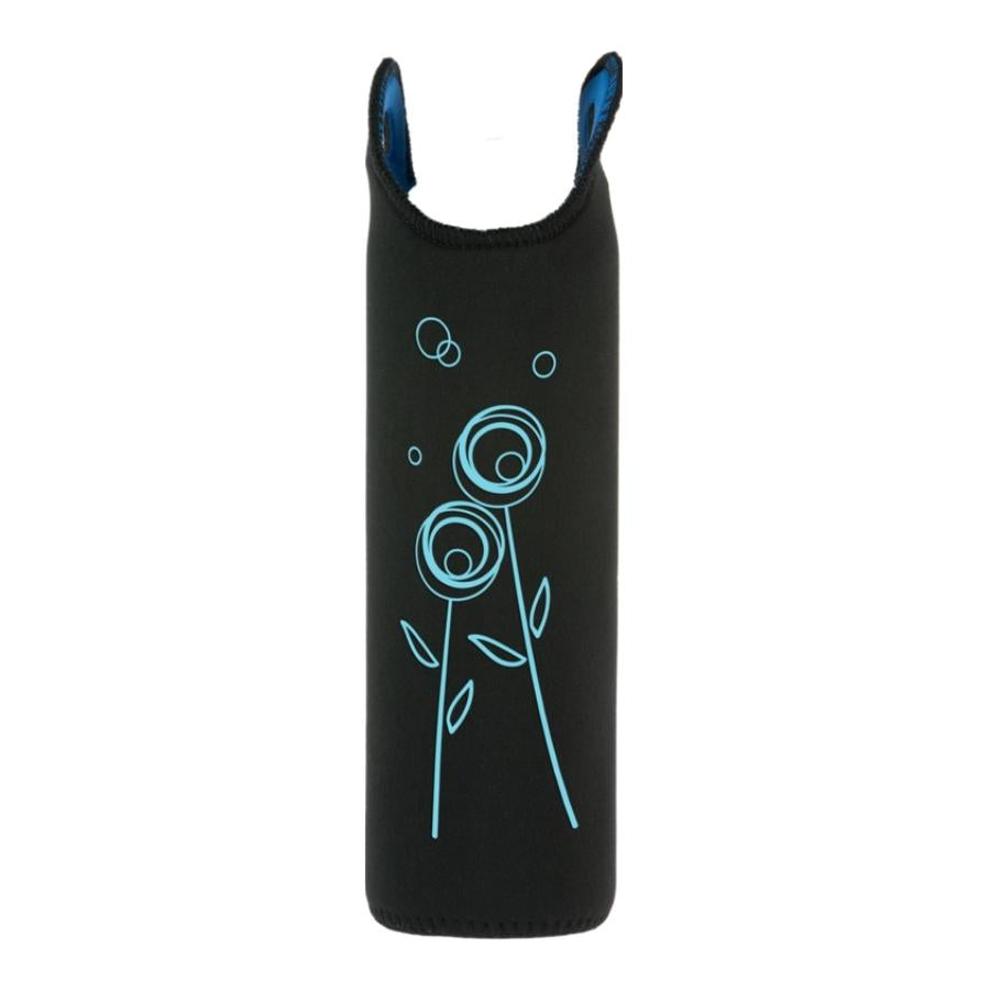 schwarze neopren schutzhülle mit blauer löwenzahn blumen design