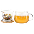 flaska angelica teeglas mit tee im glaseinsatz auf dem deckel