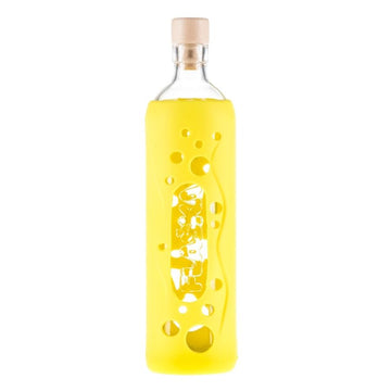 flaska wiederverwendbare glasflasche mit gelber silikon schutzhülle mit löchern