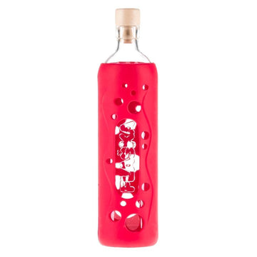 flaska wiederverwendbare glasflasche mit roter silikon schutzhülle mit löchern