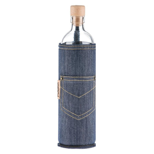 flaska wiederverwendbare glasflasche mit neopren schutzhülle und jeans design