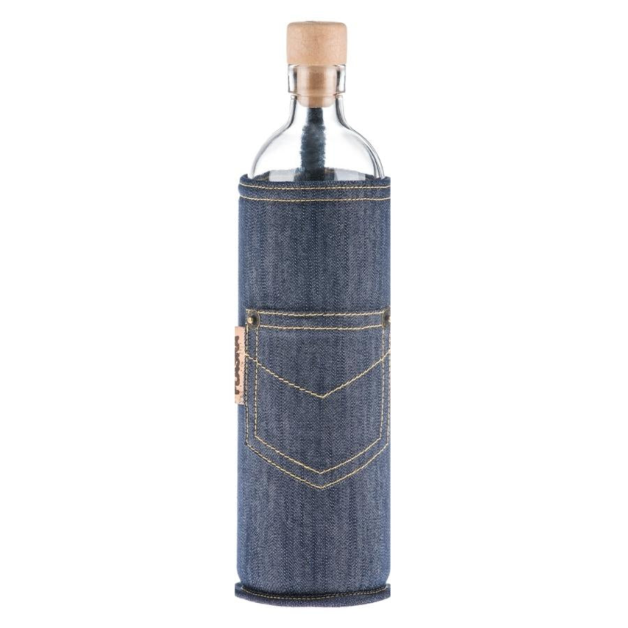 flaska wiederverwendbare glasflasche mit neopren schutzhülle und jeans design