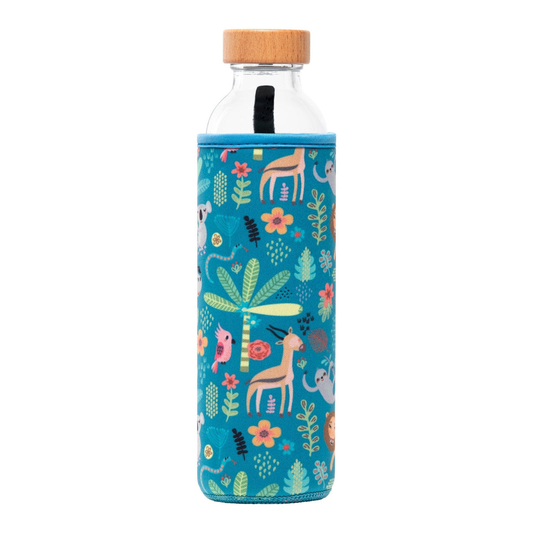 wiederverwendbare flaska glasflasche mit neopren schutzhülle im tierdesign
