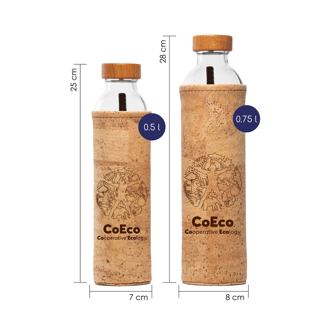flaska glasflasche mit kork schutzhülle und coeco design