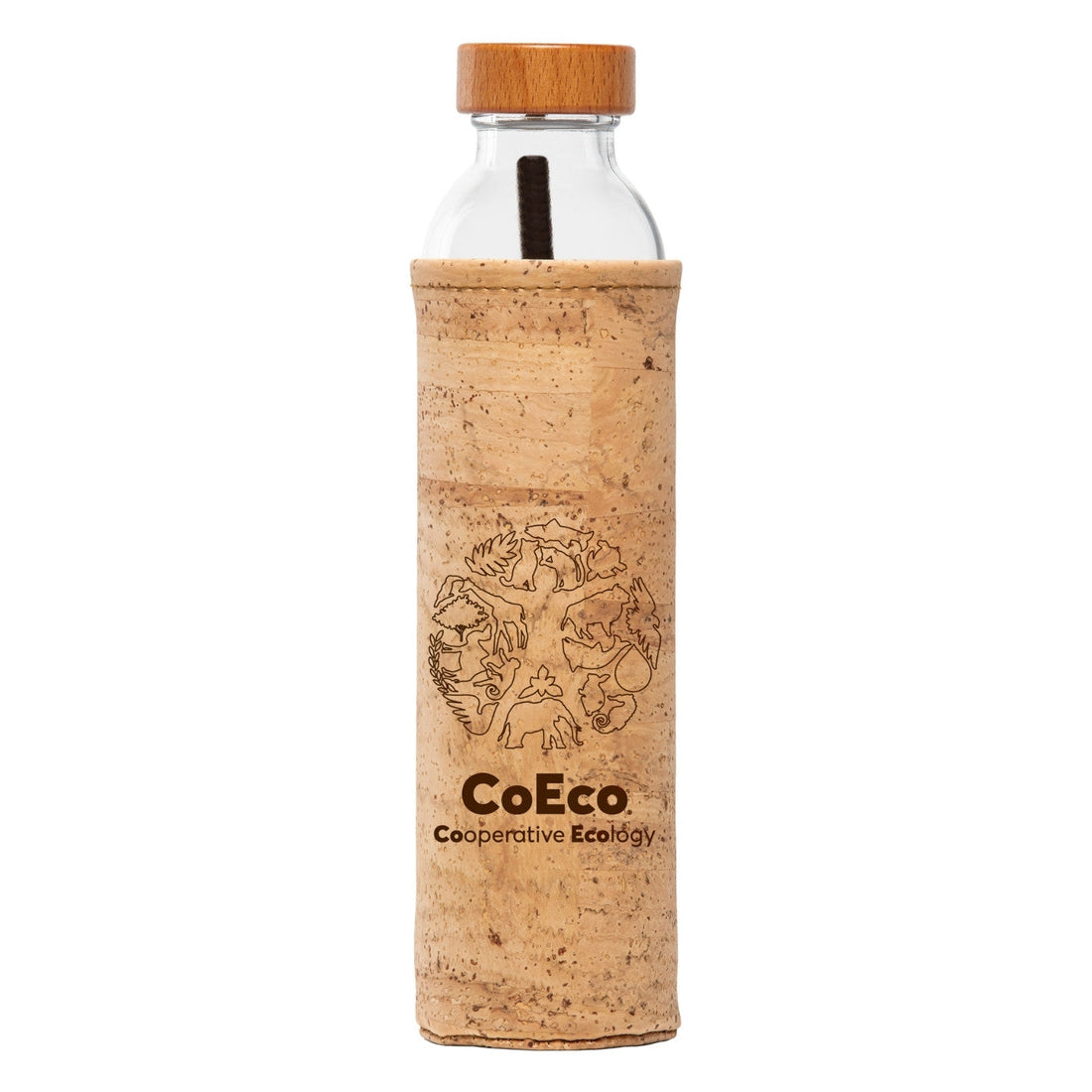 flaska glasflasche mit kork schutzhülle und coeco design